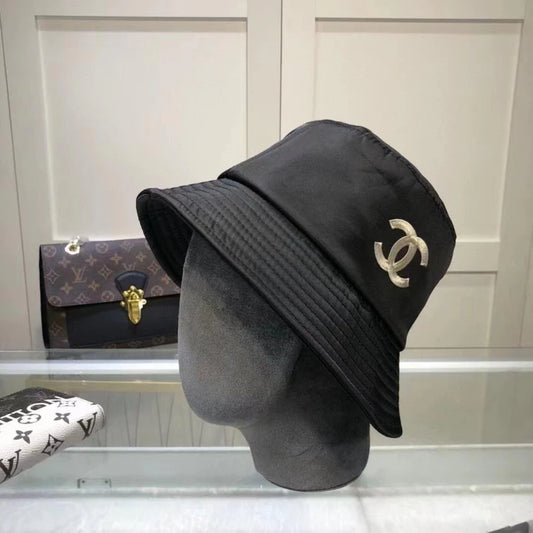 Chanel Black Plain Logo Printed Hat